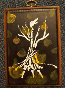 Skeleton tree with pumpkins