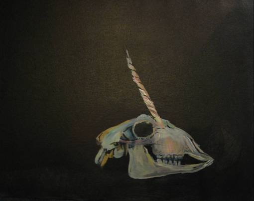 painting of a unicorn skull