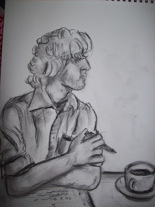 charcoal sketch of Ryan Packer