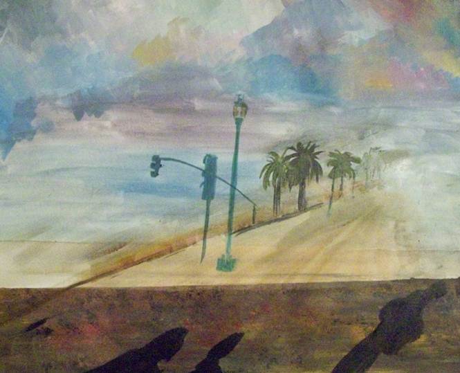 Painting of Embarcadero street shadows