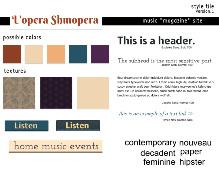 L'opera Opera style tile version 1 textures adjectives mood board