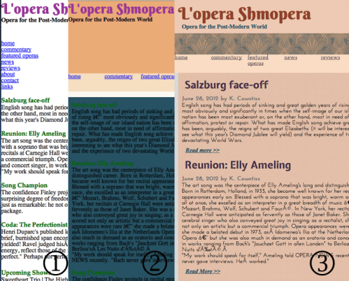 CSS comparison of Lopera Shmopera website process