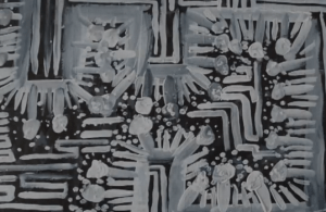 black and white abstract painting