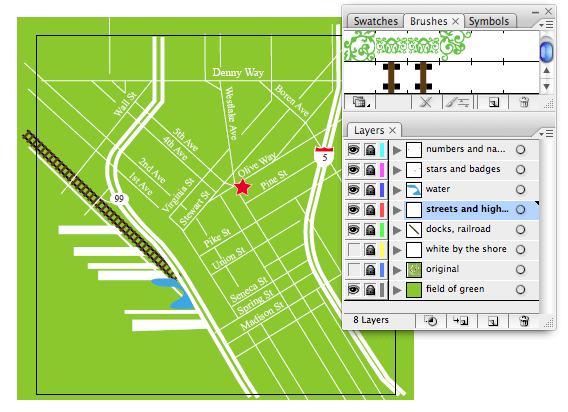 map of downtown seattle adobe illustrator screenshot