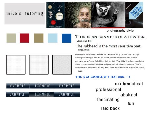 mike's tutoring style tile web design adjectives textures photographic styles