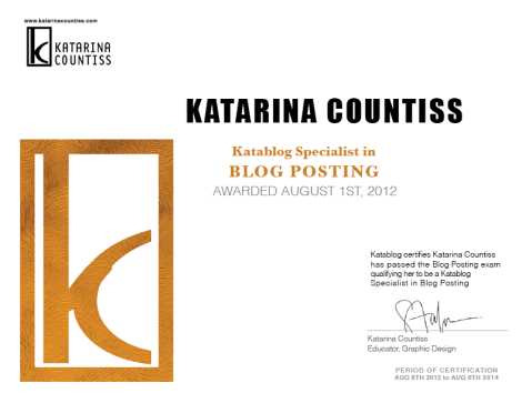 Certificate gold seal Katarina Countiss