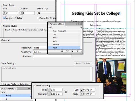 INDESIGN collage featuring CS features
