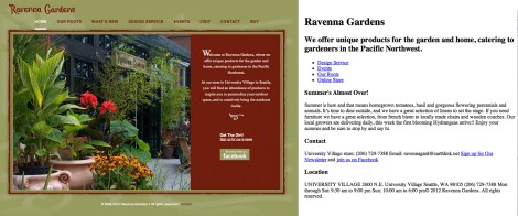 screen shot of old web site and modified html