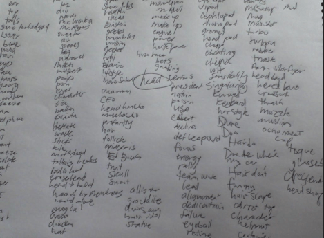 brainstorm on the word head