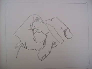 contour line drawing of my left hand