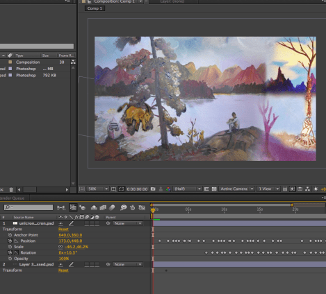 workspace shot of unicron After Effects