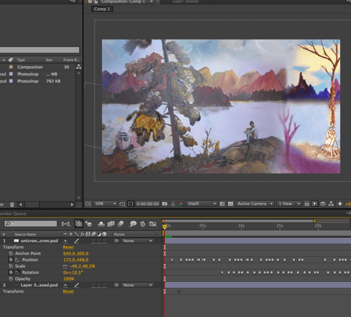 workspace shot of unicron After Effects
