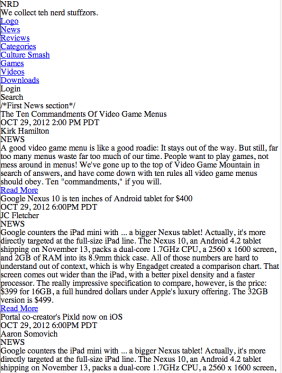 unstyled html for NRD website
