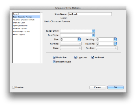 no break character style