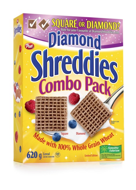 picture of cereal box featuring shreddies combo pack square or diamond