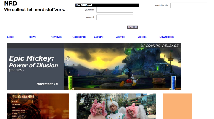 screenshot of website after restyling