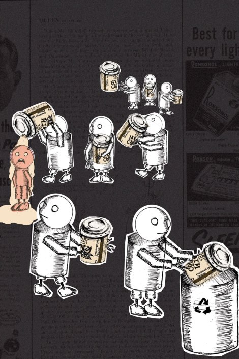 A poster on how to use a coffee cup with no words.