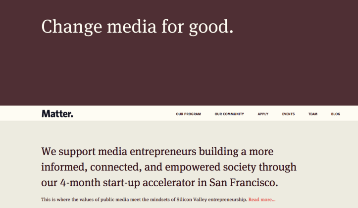 Screengrab of Matter.vc