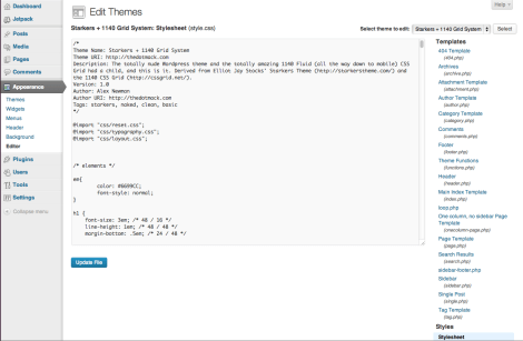 working in the browser in wordpress