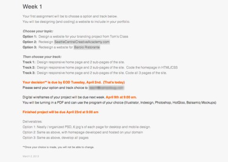 screenshot from the teacher's website