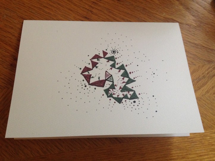 One of the unique hand-drawn holiday cards